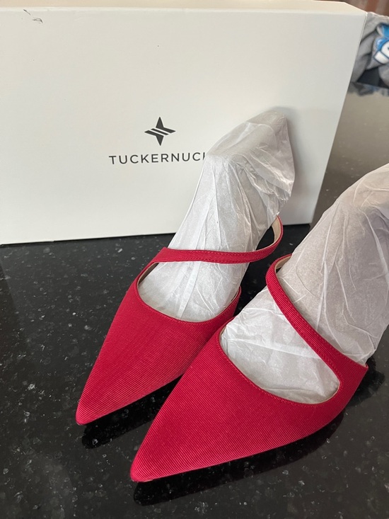 Tuckernuck Shoes - Tuckernuck Red Pointed Mary Jane Slingback Flats